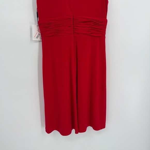 Calvin Klein NWT Dress Women Size 4 Red Sleeveless Ruched Front A-line Stretch - Picture 8 of 10
